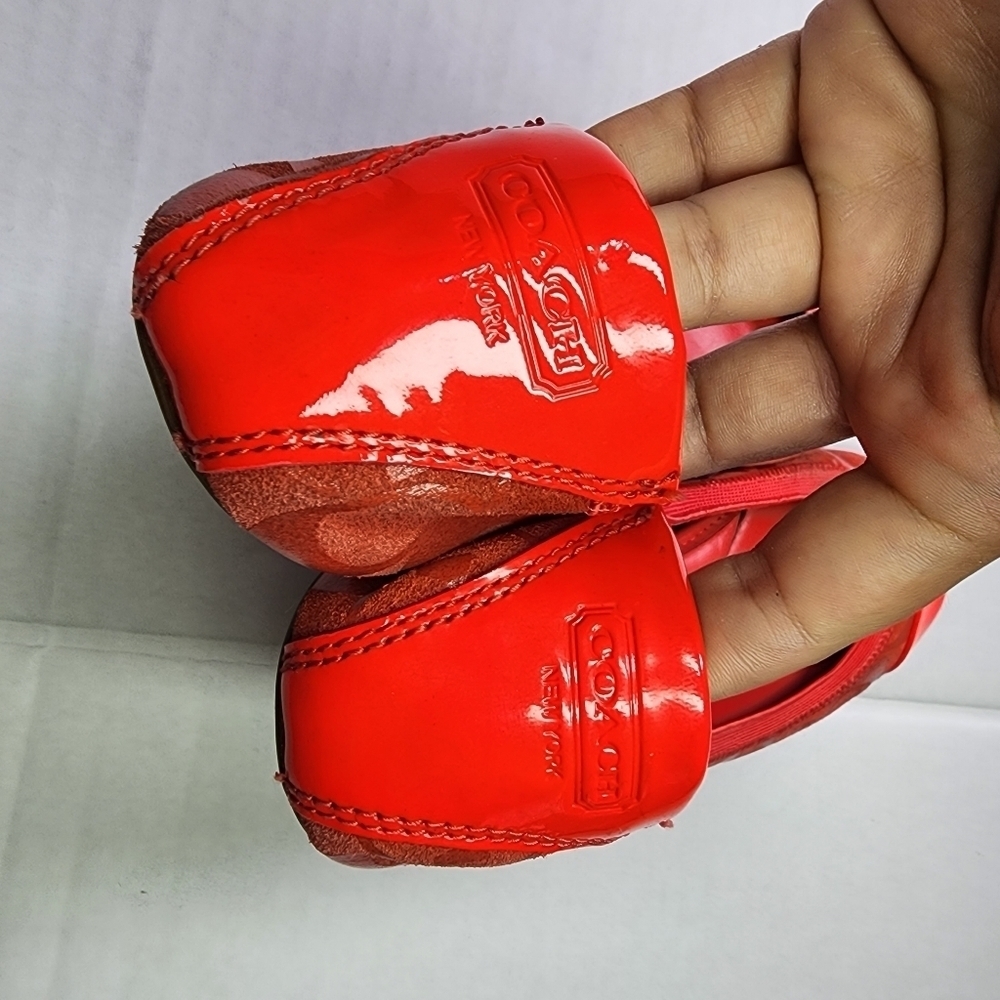 🌸 Coach |‎ Patent Leather Flats, size 6.5 red - Picture 6 of 7